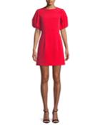 Kyle Italian Cady Puff-sleeve Dress