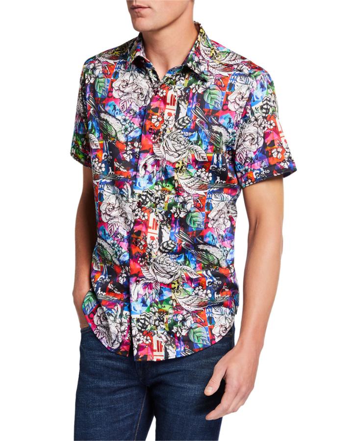 Men's Brenham Mix-print Short-sleeve