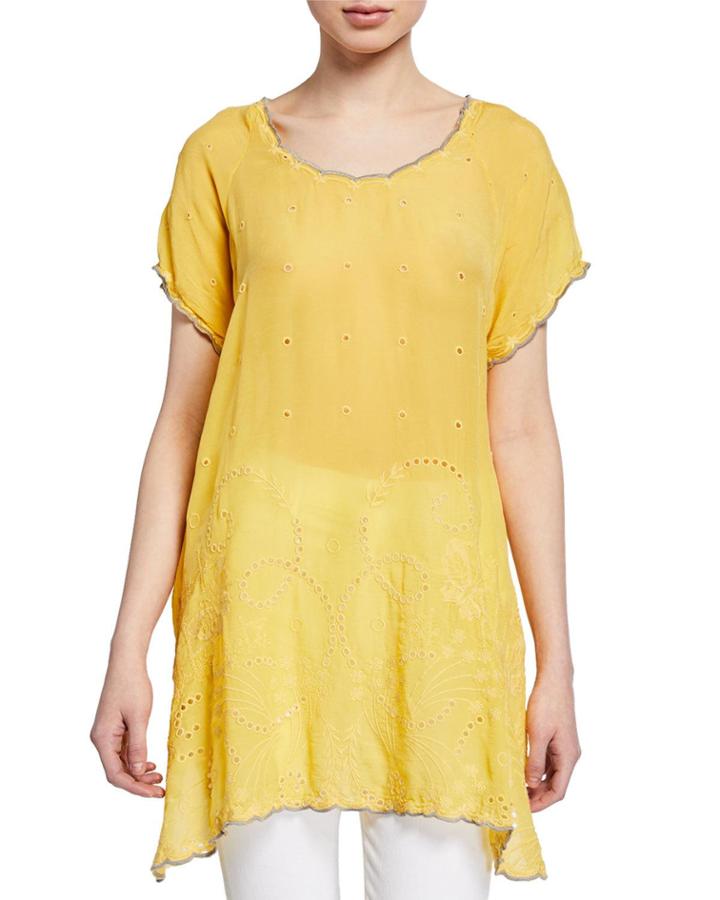 Caleb Eyelet And Embroidered Top