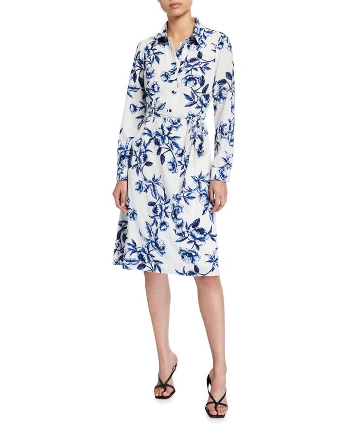 Collared Midi Dress With Waist Tie