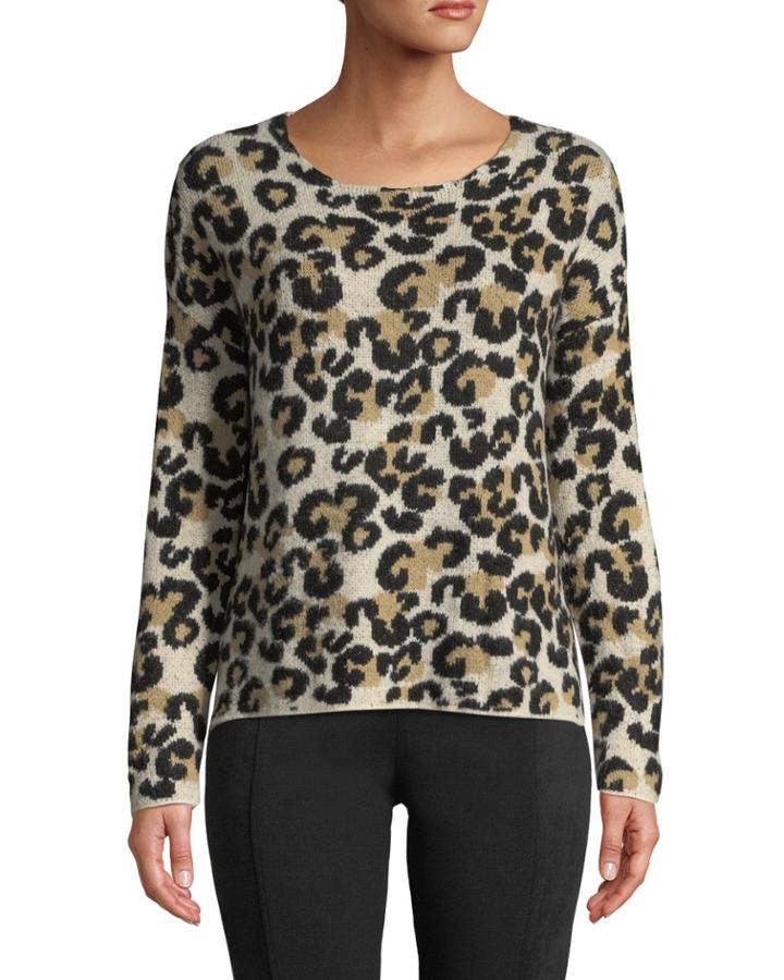 Fuzzy Leopard Print Crewneck
