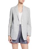 Vertical Striped Linen-blend Jacket
