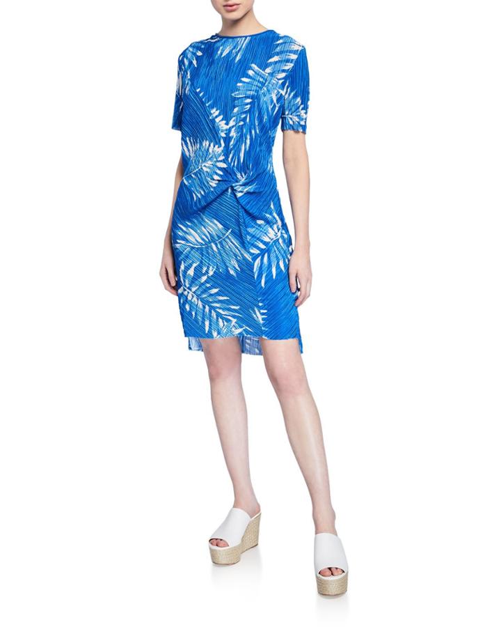 Leaf Print Pleated Front Knot