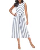 Striped Open-back Cropped Wide-leg Jumpsuit