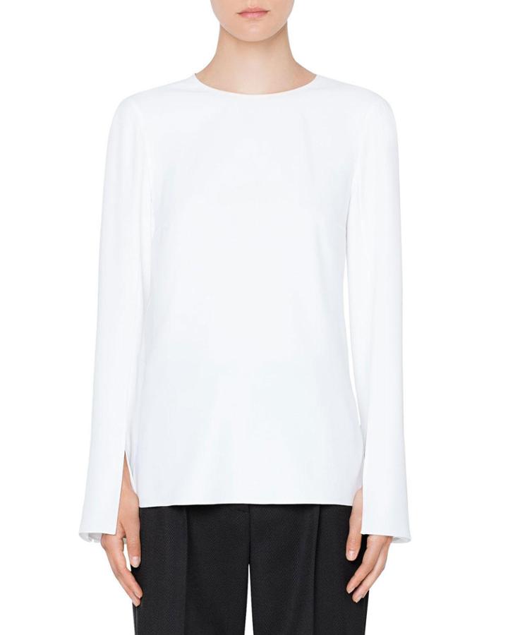 Trumpet-sleeve Crewneck Top