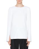 Trumpet-sleeve Crewneck Top