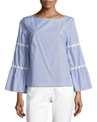 Tiered-sleeve Striped Top,