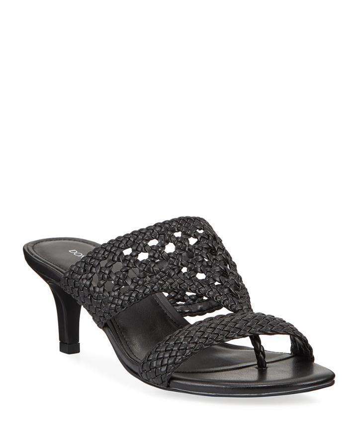 Woven Leather Kitten-heel