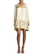 Roe Metallic Jacquard Shift Dress, Gold/silver