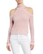 Turtleneck Cold-shoulder Rib-knit