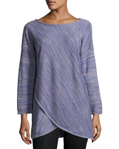 Bracelet-sleeve Ribbed Tunic, Purple/multi