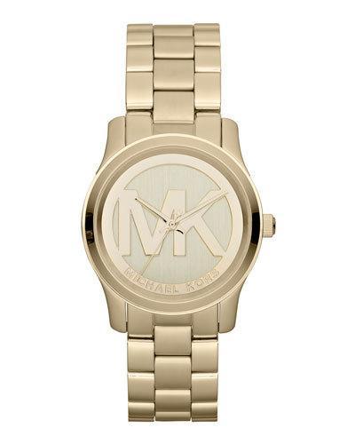Mid-size Golden Stainless Steel Logo Three-hand Watch
