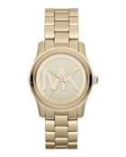 Mid-size Golden Stainless Steel Logo Three-hand Watch