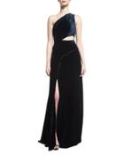 Fluid Velvet One-shoulder Gown,