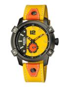 Men's 46mm Weeksville Leather Watch, Yellow/orange
