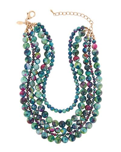 Five-strand Beaded Necklace, Blue