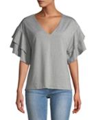 Tiered Ruffle-sleeve V-neck Tee