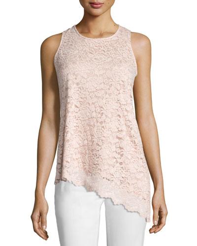 Lace Asymmetric Tank, Blush