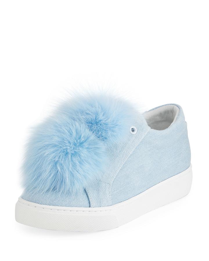Stella Denim Fur Pompom