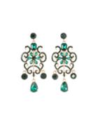 Glass Emerald Chandelier Earrings, Green