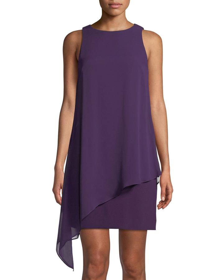 Sleeveless Draped Chiffon Dress