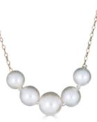 14k Akoya 5-pearl Center Necklace, White
