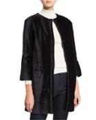 Quilted Velour Topper Coat