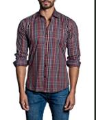 Multi-plaid Sport Shirt, Red/yellow