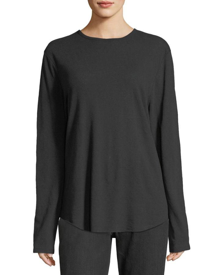 Long-sleeve Raw-hem Tee
