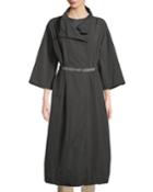 3/4-sleeve Monili-belted Anorak Jacket