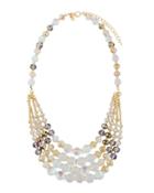 Beaded White Stone Statement Necklace