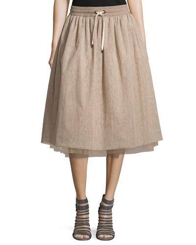 Drawstring-waist Cotton-blend
