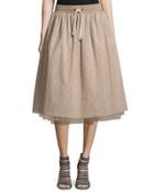 Drawstring-waist Cotton-blend