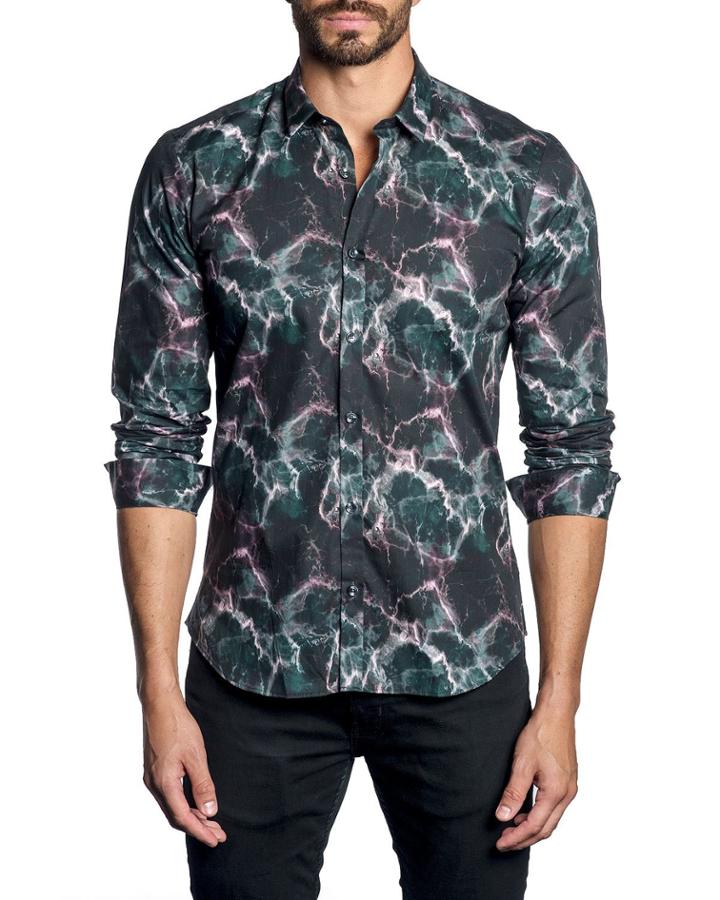 Men's Semi-fitted Geode-print Woven