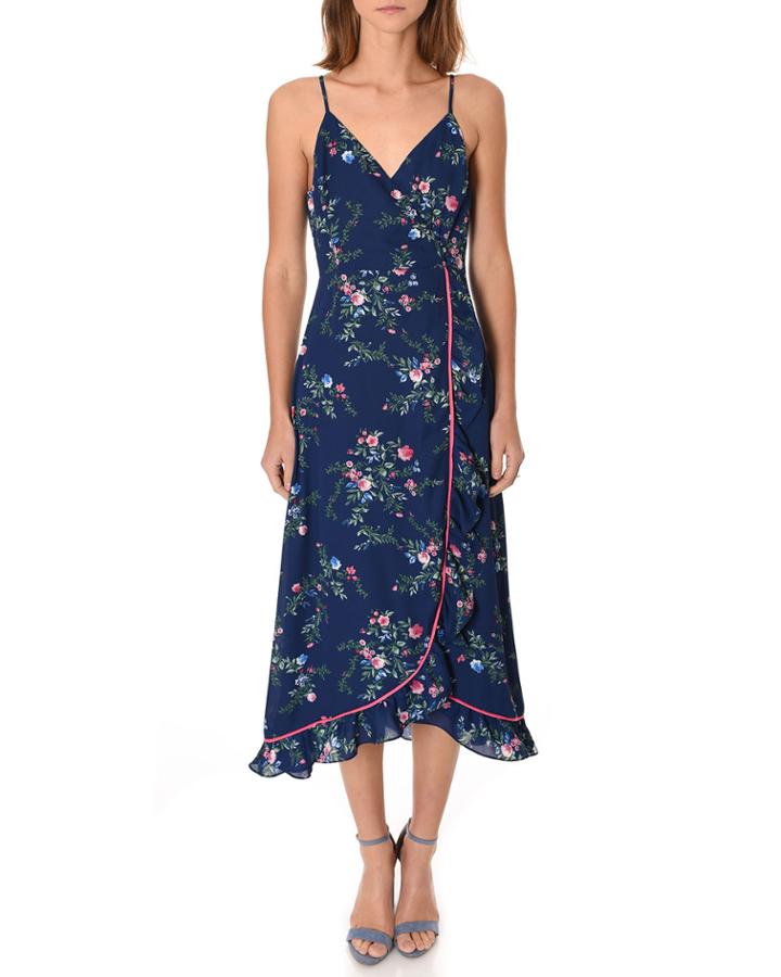 Floral Midi Wrap Dress