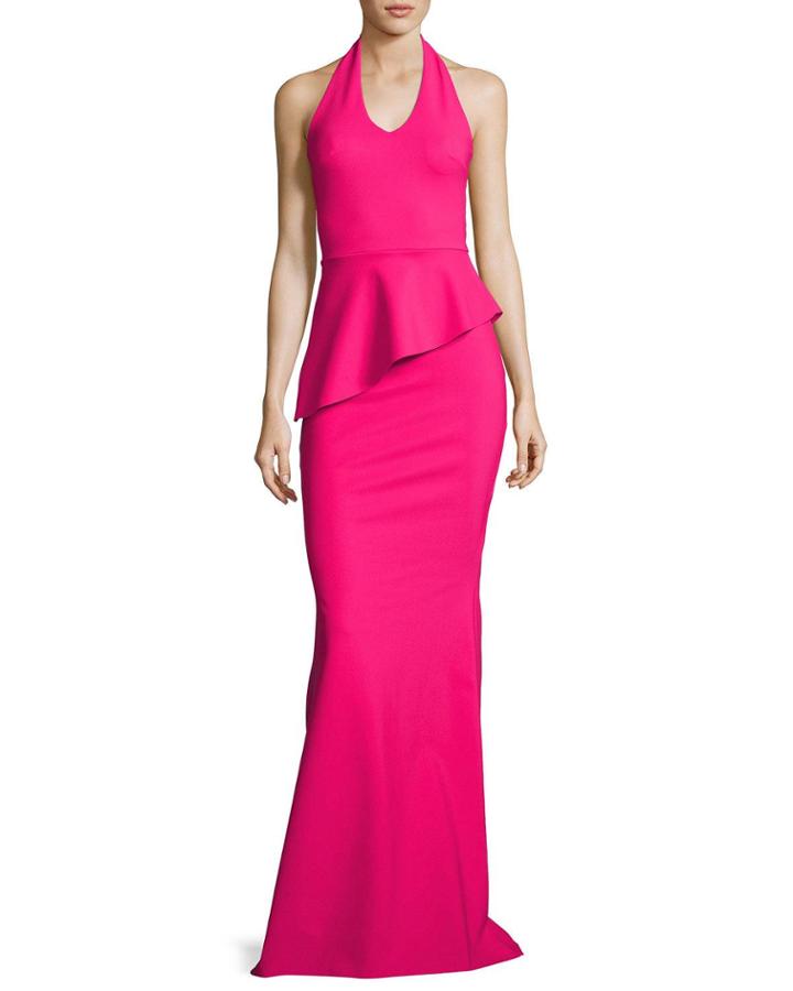 Sauvanne Halter Peplum Gown