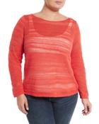 Linen Open-knit Top, Geranium,