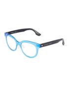 Two-tone Round Plastic Optical Glasses, Blue/gray