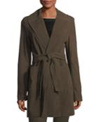 Belted Suede Wrap Coat