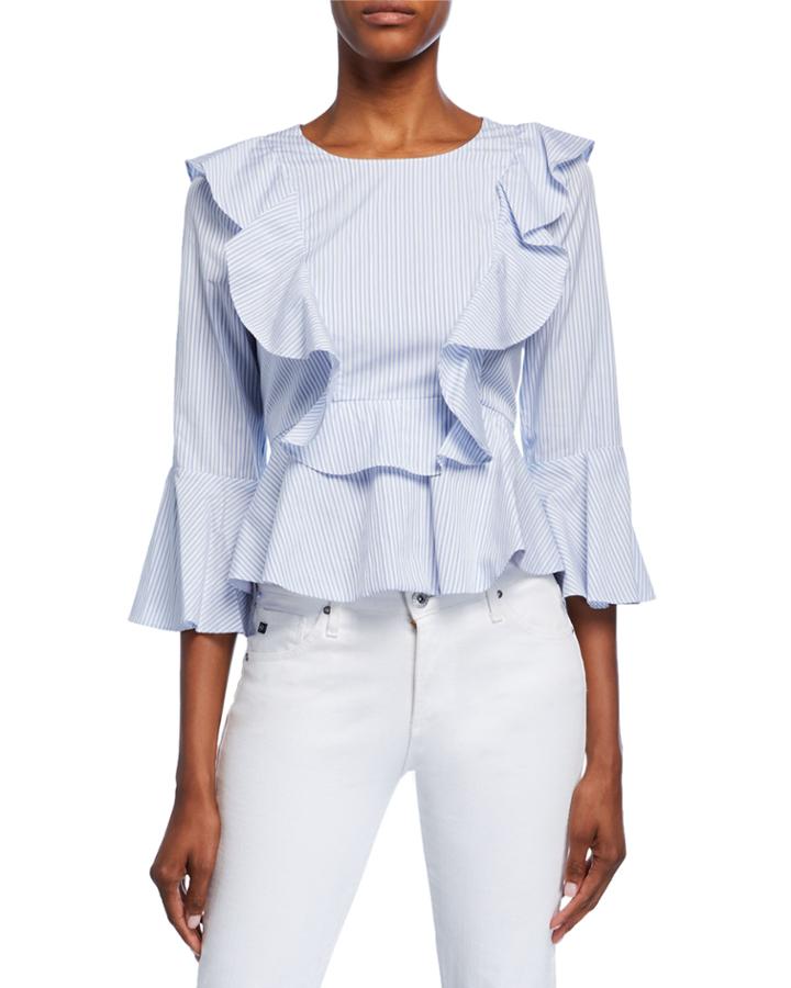 Pinstriped Cutout Peplum Top