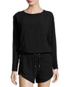 Cutout Long-sleeve Jumpsuit, Black