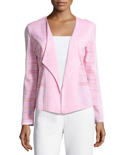 Striped-panel Knit Jacket, Flamingo/white
