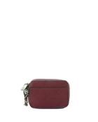 Saffiano Faux-leather Coin Pouch, Burgundy