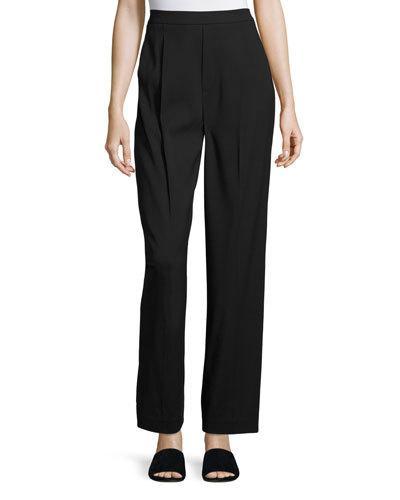 Single-pleat High-waist Pants, Black
