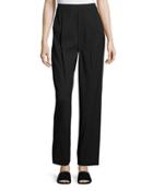 Single-pleat High-waist Pants, Black