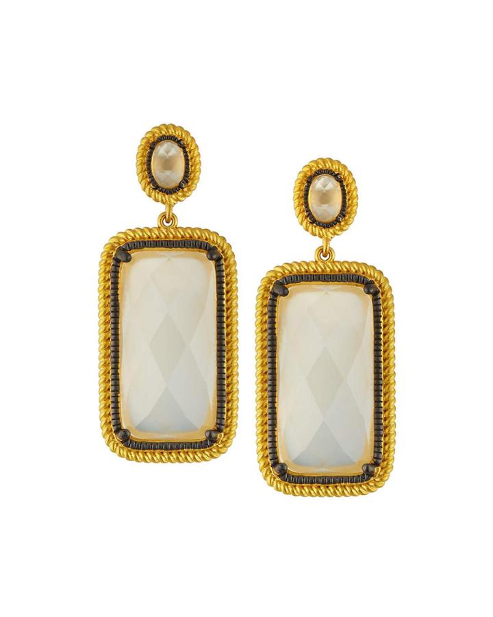 Gilded Cable Rectangle Drop Earrings