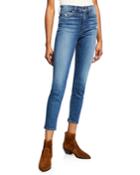 High-waist Distressed Cropped