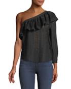 Cruz Eyelet One-shoulder Ruffle Top