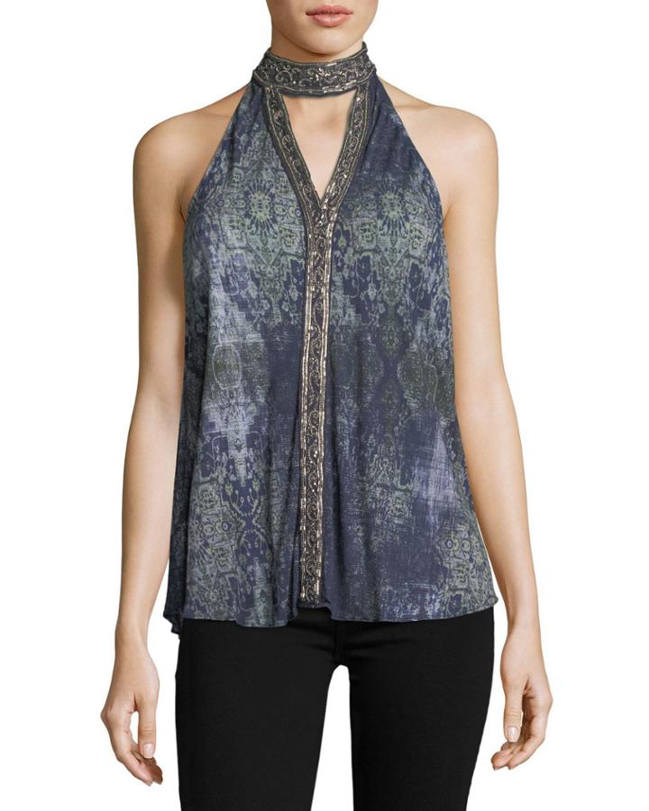 In The Wild Sleeveless Printed Halter Top