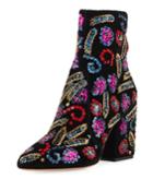 Isla Sequin-embroidered Block-heel Bootie